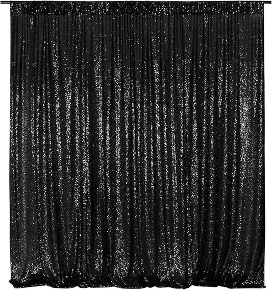Poise3EHome Black Sequin Backdrop,8FT x 10FT Sequin Photography Backdrop Curtain for Party Decoration
