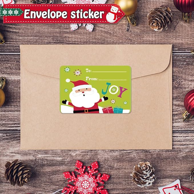 Cerlaza 250pcs Christmas Gift Tags for Holiday Presents Decoration, Santa Christmas Labels Self Adhesive Stickers, Xmas Name Tag Stickers for DIY Presents and Gifts