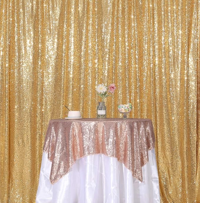 SquarePie Sequin Backdrop 6FT x 8FT Gold Background for Wedding Party