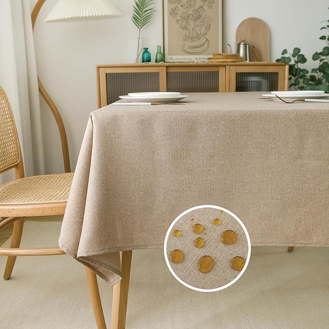 NLMUVW Linen Tablecloth Rectangle 108 Inch Burlap Textured Table Cloth Water Resistant Farmhouse Rustic Table Cover for Kitchen Dining Coffee, 54 x 108 Inch