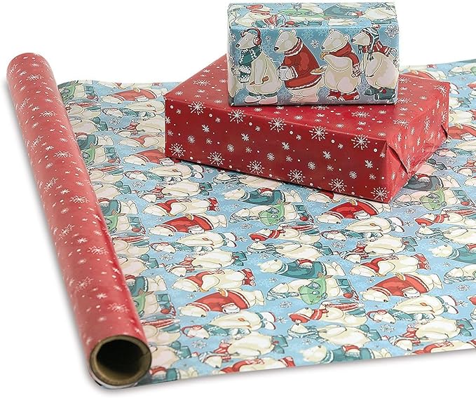 Current Have Yourself a Beary Little Christmas Double-Sided Jumbo Rolled Gift Wrap, Premium Semi-Gloss 23-Inch x 32-Foot Wrapping Paper Roll, 61 Square Feet Total