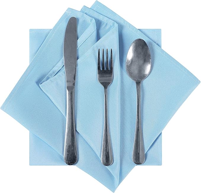 Cloth Napkins 17x17 inch Washable Polyester Dinner Napkins Soft Table Napkins for Wedding Party Dining Banquet(Blue Mist,50PCS)