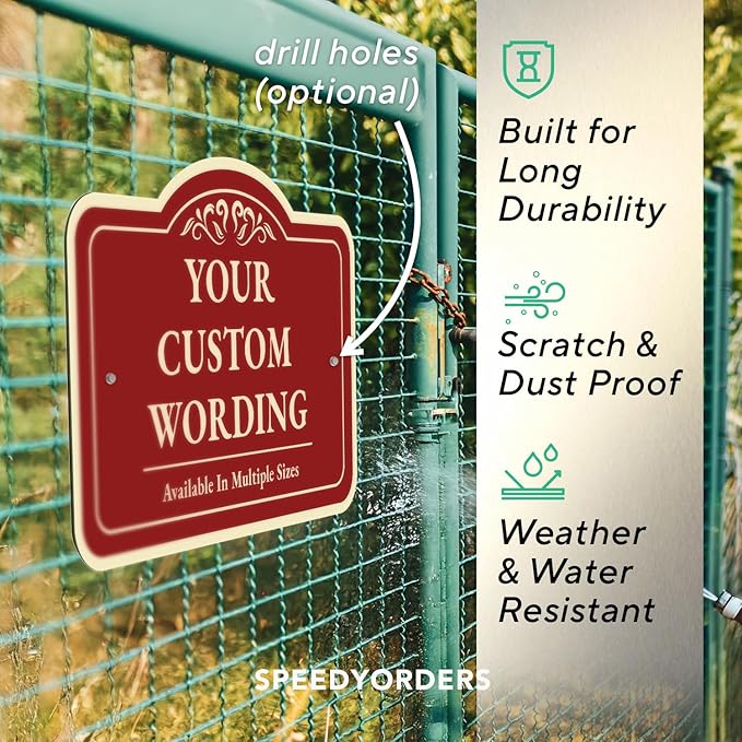 Custom Decorative Outdoor Metal Signs, Personalized Aluminum, Customized Driveway Signs, Waterproof Made In USA, Design 1 Red Brick 24x18 In