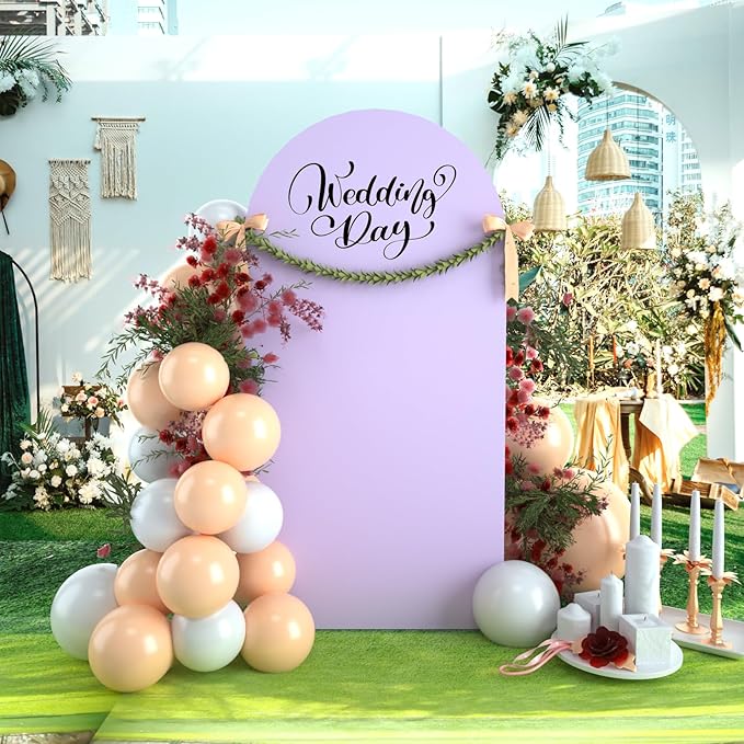 bricia Wedding Arch Backdrop Stand Cover, 7.2FT Double Sided Stretchy Arch Cover Fitted Wedding Birthday Party Banquet Decoration (Lavender 86.4''Lx48''W)