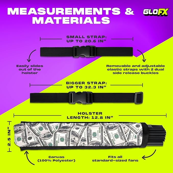 Money Fan Holster – Belt Clip Holder for Folding Hand Fans – Waist Holster Accessory for Festivals, Dance, and Performance Use