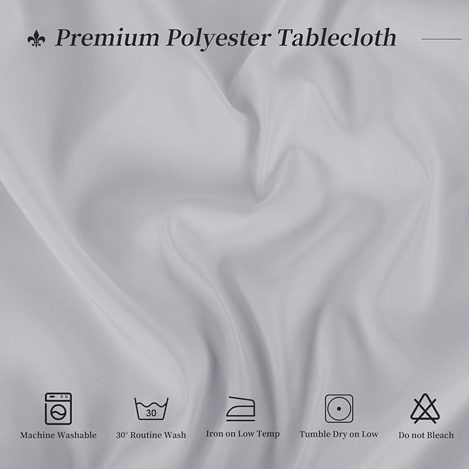 12 Pack Round Tablecloth 90 Inch - Light Grey Polyester TableCloth for Round Table, Premium Light Grey Tableclothes Washable Fabric Table Cover for Wedding Party Banquet Restaurant Reception Dining