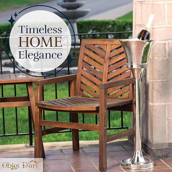 Stainless Steel Drink Stand by Objet D’Art, Elegant Beverage Tub, Double Walled Champagne & Wine Ice Bucket, Adjustable, Polished Finish Ice Bucket