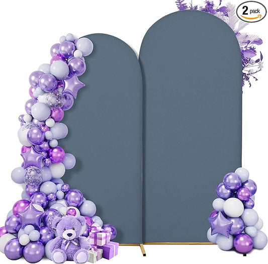 Wedding Arch Cover Spandex Arch Backdrop Cover 7.2FT,6FT Set of 2 Arch Stand Cover Arch Covers Stretchy Backdrop for Wedding Birthday Party Decoration Baby Shower Banquet (Blue)