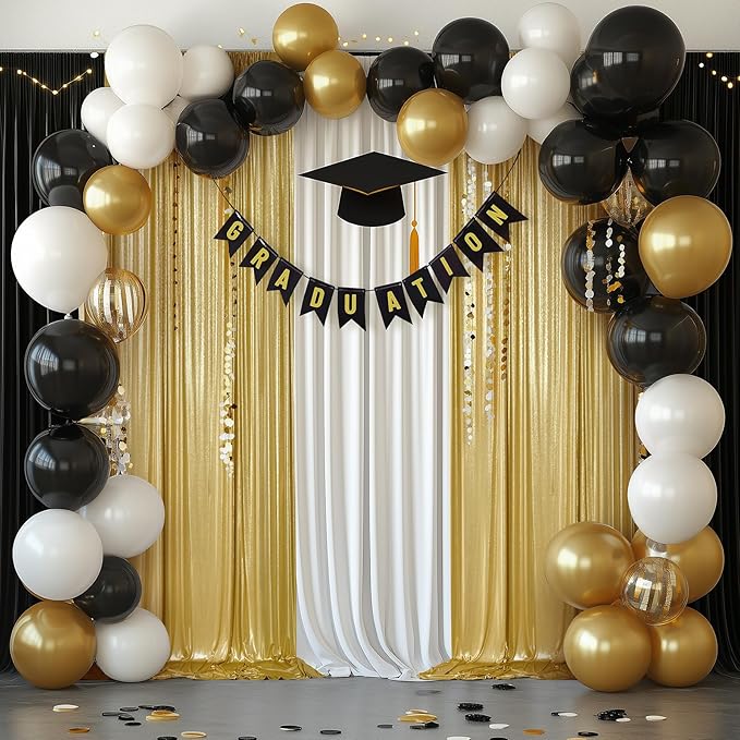 Outpain Thick 20 ft x 10 ft Gold Sequin Backdrop Curtain for Parties, Wrinkle Free Glitter Photo Backdrop Drapes 4 Panels 5x10ft Gold Back Drop Cloth for Wedding Christmas Photography Background