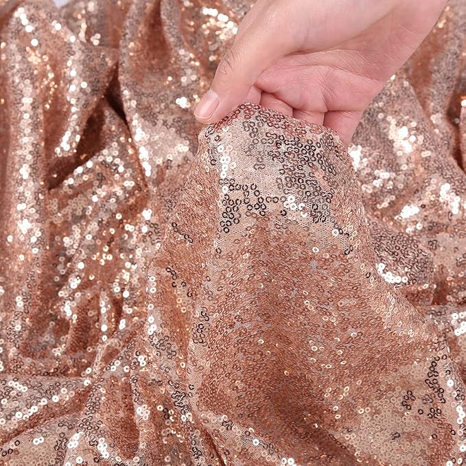 Poise3EHome Rose Gold Sequin Backdrop, 20Ft x 10Ft Glitter Photography Background Curtains for Party Baby Shower Wedding Birthday Christmas Thanksgiving Halloween Decoration