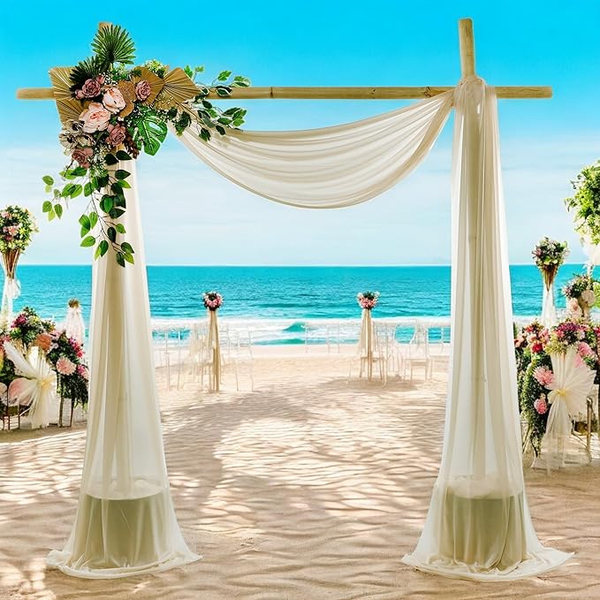 MDS Halloween Chiffon Draping Fabric - 1 Panel, 30" Wide x 20ft Long - Sheer Spooky Arbor & Canopy Drapery for Haunted House Backdrops, Party Ceilings, DIY Costumes & Themed Events - Champagne Gold