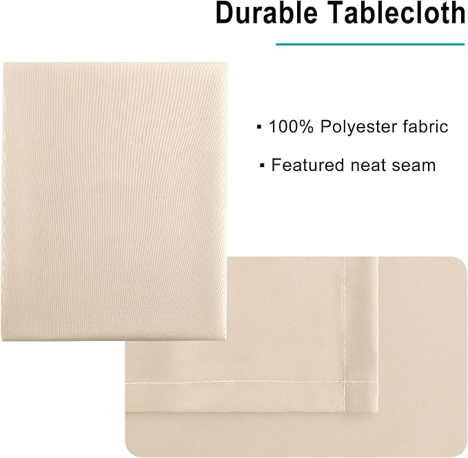 Hiasan Square Tablecloth - Waterproof and Spillproof Washable Fabric Table Cloth for Dining Room Kitchen, Beige, 70 x 70 Inch