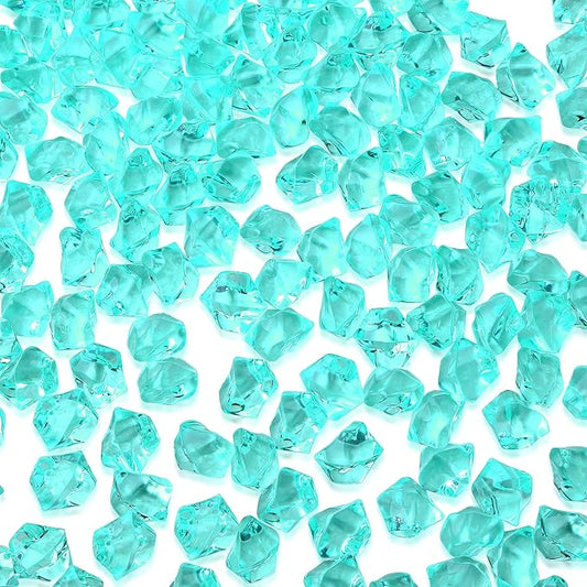 YATOJUZI 500pcs Fake Ice Cubes Teal Acrylic Crushed Rocks Vase Fillers Plastic Diamonds Gems for DIY Party Wedding Centerpiece Table Scatter Prop Display 0.5" (Only Teal)