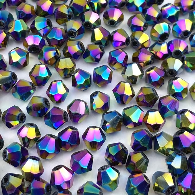 100pcs 8mm Bicone Crystal Glass Beads Loose Spacer Beads Faceted Craft Beads for Jewelry Making DIY Necklace Bracelet Earring Wind Chimes Suncatchers Ornamen(Rainbow)