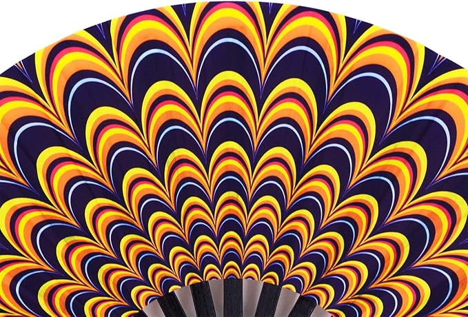 Amajiji Large Folding Hand Rave Fan Popping Fan for Line Dancing Clacking Fans for Boots On The Ground Dance,Party,Decoration,Festival (Peacock)
