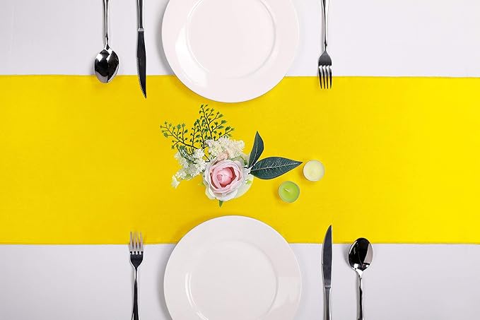 10-Pack Satin Table Runner Yellow 12 x 108 inches Long, Table Runners for Wedding, Birthday Parties, Banquets Decorations（10 Pack, 12x108 Inch, Yellow）