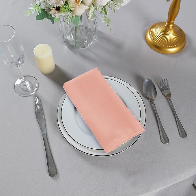 Cloth Napkins 20x20 inch Washable Polyester Dinner Napkins Soft Table Napkins for Wedding Party Dining Banquet(Dusty Pink,100PCS)