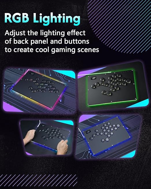 GuileKeys Leverless Controller Arcade Stick GK-21, All-Button Arcade Controller 21Keys for PS4/PS3/PC/Switch(PS5 w/Converter), Arcade Fight Stick with RGB/Turbo/Hot-Swap/Low Profile Switch Black