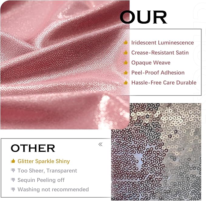 PartyVillage 10x10FT Blush Rose Gold Sequin Backdrop Curtain -2 Panels 5x10FT Wrinkle Free Shimmer Back Drop Cloth, Glitter Backdrop Drapes for Photography, Birthday, Wedding, Graduation Background