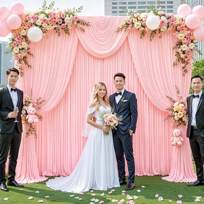 20ft x 12ft Blush Pink Backdrop Curtains Wrinkle Free Backdrop Curtain for Wedding Parties Pink Fabric Backdrops Drapes Back Drop Cloth Bridal Shower Stage Curtains Wedding Decorations for Reception