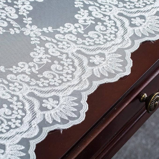 ARTABLE Rectangle Table Runner Lace Macrame Embroidered Table Runners with Exquisite Vintage Shabby Chic for Holiday Wedding Long Dinner Tables (White, 12 x 70 Inch)