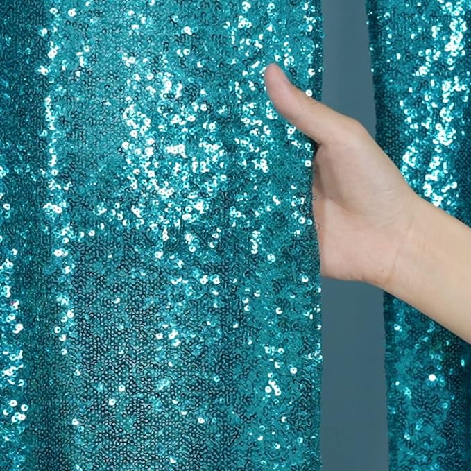 Poise3EHome Teal Sequin Backdrop Curtains, 4 PCS 3FT x 8FT Sequin Panels for Backdrop,Sequence Wedding Party Background Drapes