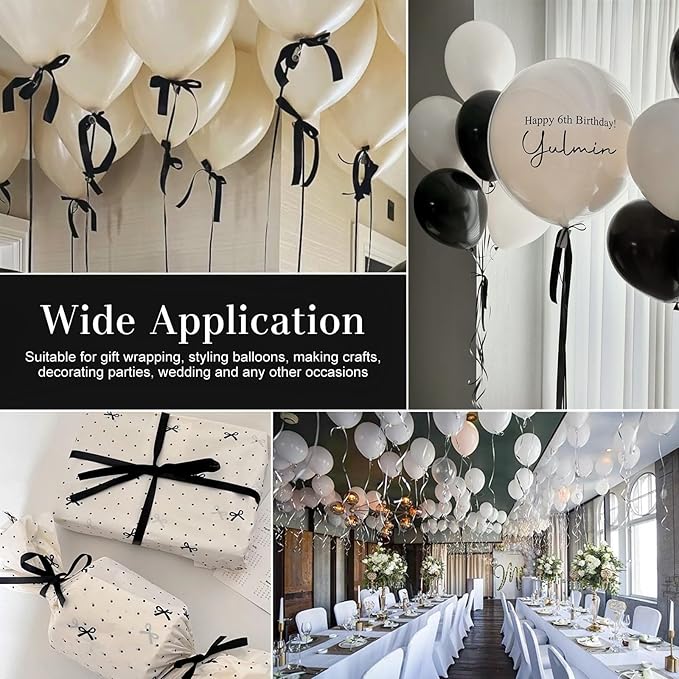 500 Yards Black Curling Ribbon-Balloon String-Balloon Ribbon Roll for Party Decoration, Gift Wrapping, Art Crafts, Florist Flower