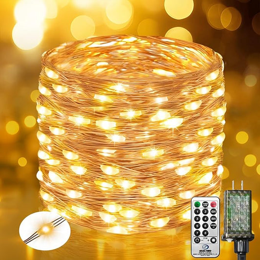 btfarm Fairy Lights Plug in with Remote, 165FT 500 LED Outdoor Twinkle Lights Waterproof with Timer, 8 Modes Indoor String Lights for Bedroom Patio Garden Wedding Christmas Decoration, Warm White