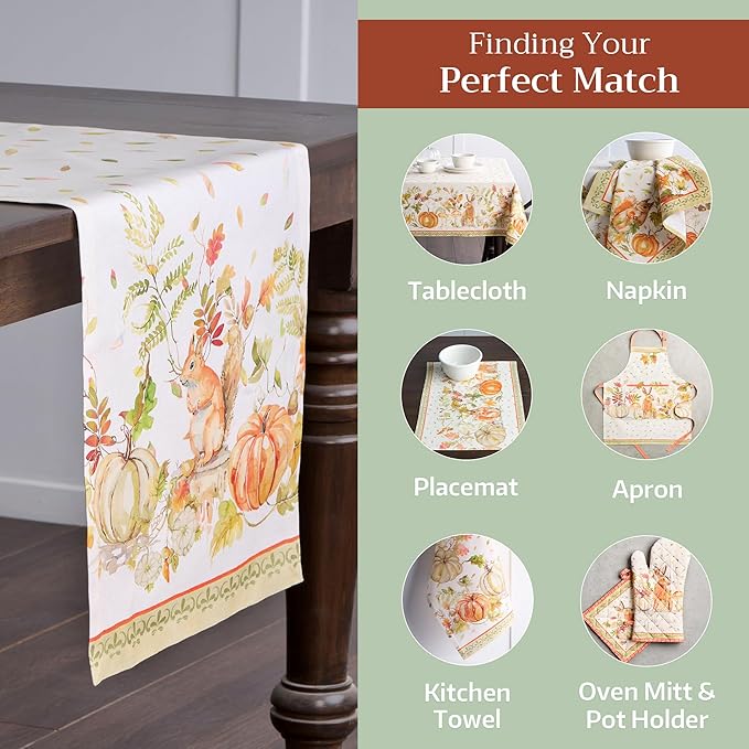 Maison d' Hermine Table Runner 100% Cotton Single Layer Table Runners 72 inches Long for Thanksgiving Christmas Decorations Home Kitchen Dining Party Wedding (Pumpkin Passion, 14.5" x 72")
