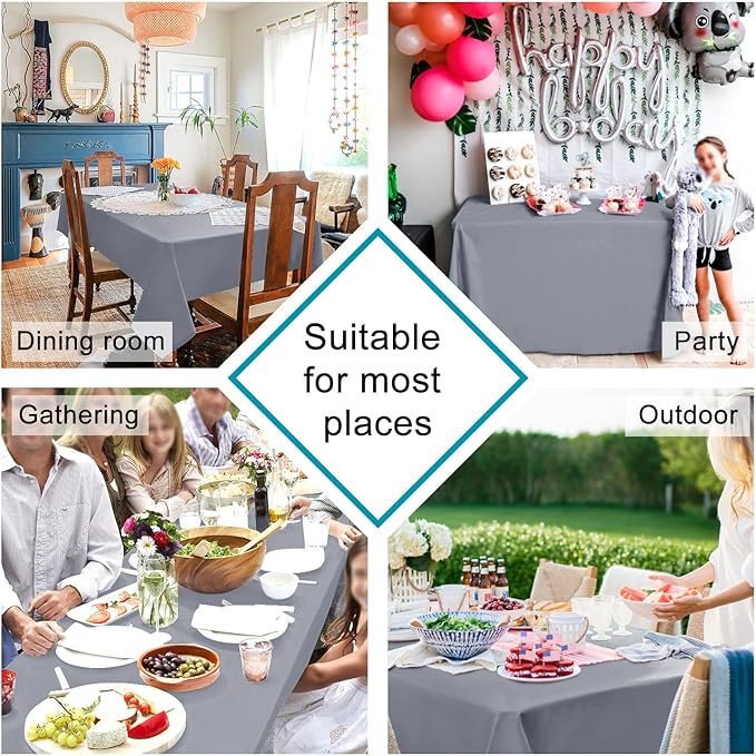 Hiasan Light Gray Rectangle Tablecloth - Waterproof Spillproof and Wrinkle Resistant Washable Polyester Table Cloth for Dining Party, 70 x 90 inch