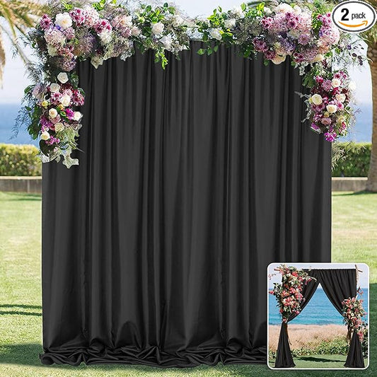 Black Backdrop Curtain for Party, Halloween Backdrop Rod Pocket Photo Drapes Panels Fabric Curtain Backdrop Black Birthday Party Decor for Boys Teens Men,5ft x 7ft, 2 Panels