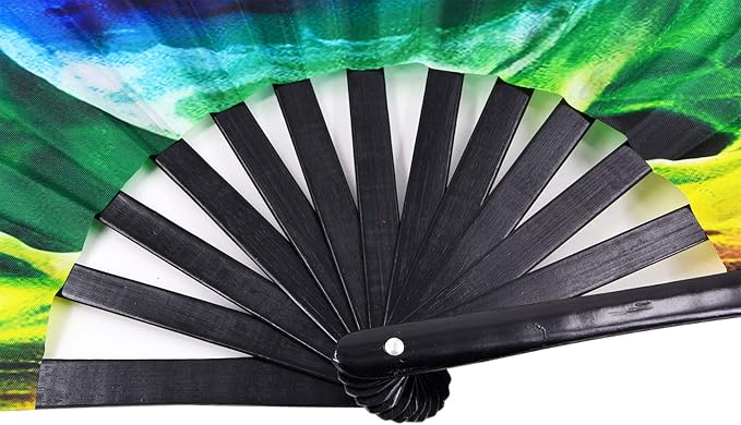 Amajiji Large Folding Hand Rave Fan Popping Fan for Line Dancing Clacking Fans for Boots On The Ground Dance,Party,Decoration,Festival (Butterfly Dream)