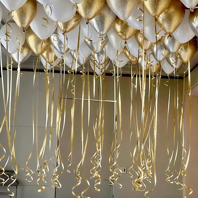 500 Yards Glitter Gold Curling Ribbon-Balloon String-Balloon Ribbon Shiny Roll for Party Decoration, Gift Wrapping, Christmas, Art Crafts