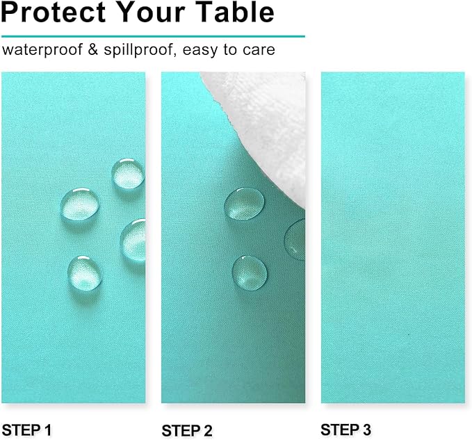Hiasan Light Blue Tablecloth for Rectangle Tables - Waterproof and Spillproof Washable Fabric Table Cloth for Dining Room Kitchen Party, 60 x 120 Inch