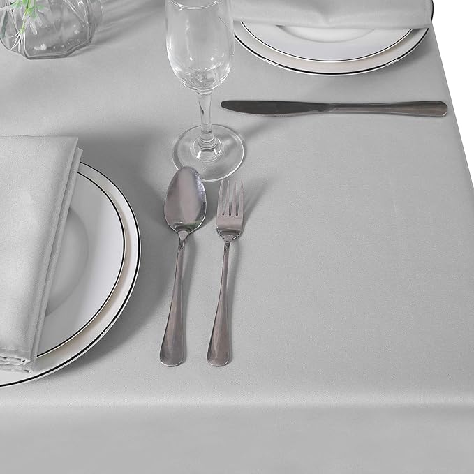 Cupuamon Square Tablecloth 90x90 inch Washable Polyester Fabric Table Cloth for Wedding Party Dining Banquet Decoration（90x90,Silver）