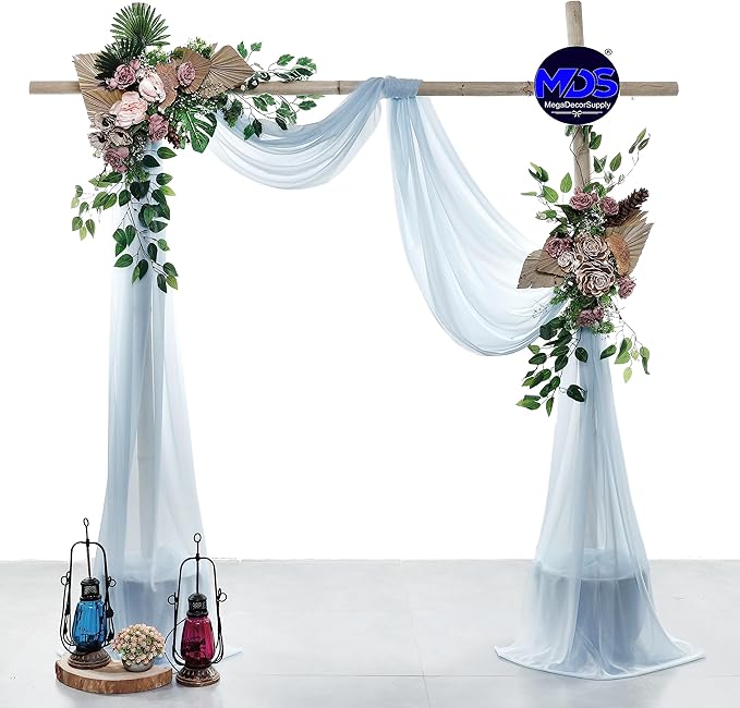 MDS Halloween Chiffon Draping Fabric - 1 Panel, 30" Wide x 30ft Long - Sheer Spooky Arbor & Canopy Drapery for Haunted House Backdrops, Party Ceilings, DIY Costumes & Themed Events - Baby Blue