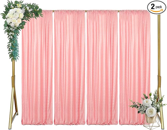ShinyBeauty 4x10ft Pink Sequin Backdrop | 2 Panels Glitter Curtains for Wedding, Parties, and Photography Backgrounds