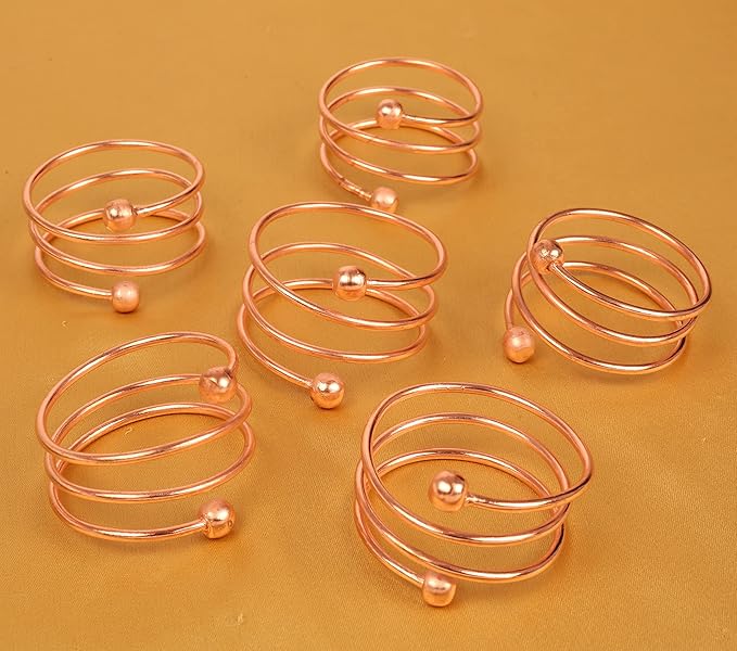 Gorgeous Beautifully Handcrafted Stunning Spiral Large Size Party Dining Table Napkin Holders in Copper Finish (Set of 6)