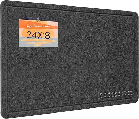 Bulletin Board, 24x18 inches Decorative Felt Pin Board, Cork Board Alternative for Wall, Foldable Photo Board Self-Adhesive Vision Board Mood Board with 20 Pushpins-Dark Gray
