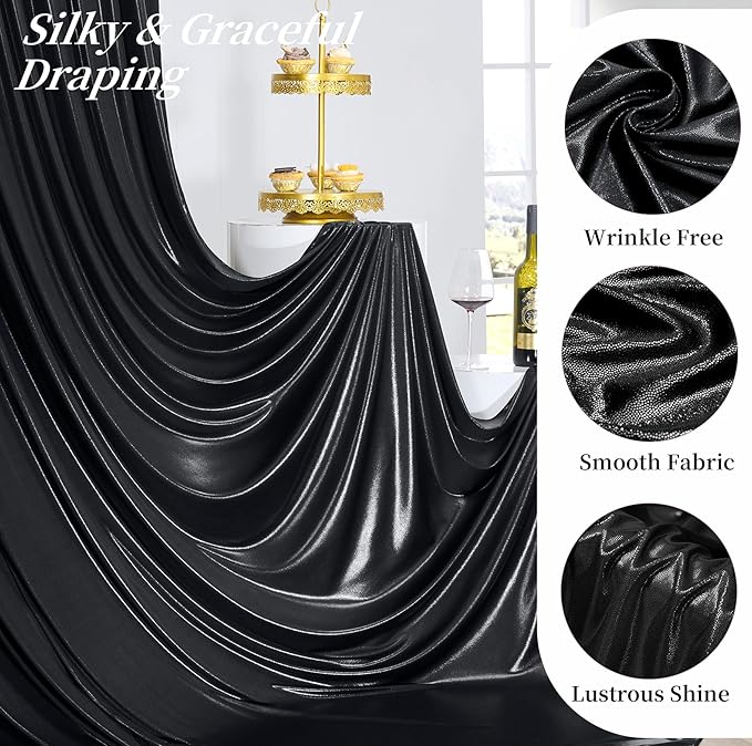 10ftx10ft Black Sequin Backdrop Curtain for Parties, Wrinkle Free Thick Glitter Sparkle Photo Backdrop Drapes 2 Panels 5x10FT Shimmer Back Drop Cloth for Wedding Birthday Halloween Background