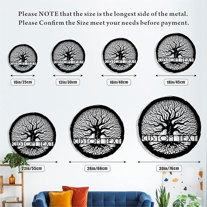 Personalized Tree of Life Metal Sign Wall Art Decor, Custom Wedding Gifts for Couples, Custom Family Name Sign, Christmas Valentine's Day Housewarming Gifts