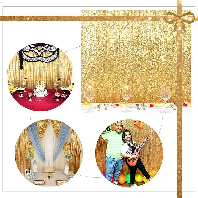 Gold Sequin Backdrop 20FTx10FT NO See-Through Photobooth Backdrop Curtains for Birthday Party Wedding Decoration