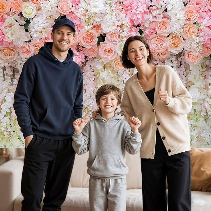 7x5ft Pink Rose Flower Wedding Photography Backdrop Spring Floral Photography Backdrop Valentine's Day Mother's Day Girl Birthday Baby Shower Wedding Bridal Party Banner Photo Booth Props Background