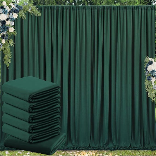 30 ft x 10 ft Wrinkle Free Hunter Green Backdrop Curtain for Parties, Polyester Dark Green Photo Backdrop Drapes 6 Panels 5x10ft for Baby Shower Wedding Birthday Party Photography Curtains