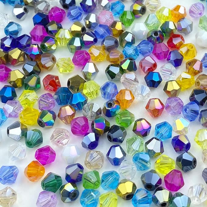250pcs 6mm Bicone Crystal Glass Beads Loose Spacer Beads Faceted Craft Beads for Jewelry Making DIY Necklace Bracelet Earring Wind Chimes Suncatchers Ornamen(Mine Gold)
