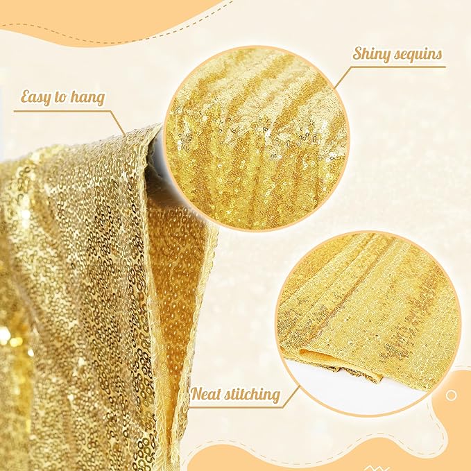 PartyDelight Sparkly Gold Sequin Backdrop 6Ft x 7Ft Photography Christmas Back Drop