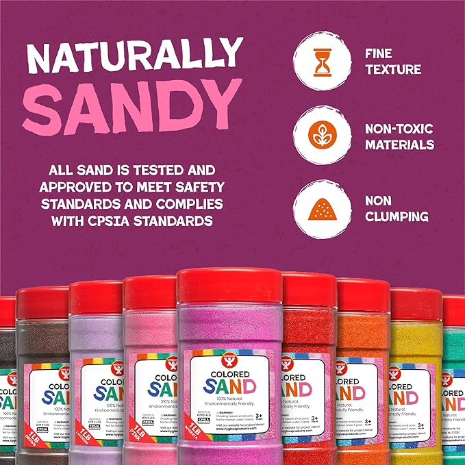 Hygloss Colored Sand for Crafts - 15 lb Bottle, Pink - Vibrant Colorful Fine Sensory Play Sand Art Kits for Kids - Classroom Activities for Children 3 4 5 6 7 8 9 10 11 12 - Safe for Ages 3+