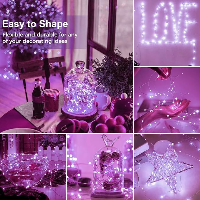 kolpop 12 Pack LED Fairy Lights Battery Operated, Mini Twinkle String Lights Battery Powered Waterproof for Christmas Mason Jars Party,Purple