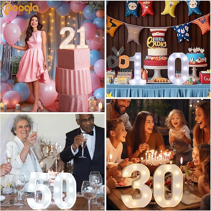 Pooqla 16th Birthday Decoration for Girls Boys, Decorative LED Light Up Numbers, Marquee Numbers 16 Sign for Teen Party Backdrop 16th Wedding Anniversary Decor, Warm White and Cool White Number 16