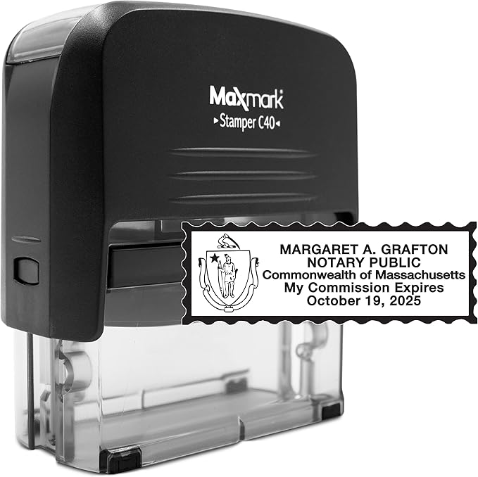 MaxMark Notary Stamp for State of Massachusetts Self Inking Stamp
